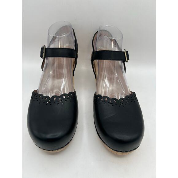 Dansko Marta Black Leather Cutout Mary Jane Clogs Women's US Size 12 EU 42 - Picture 4 of 8